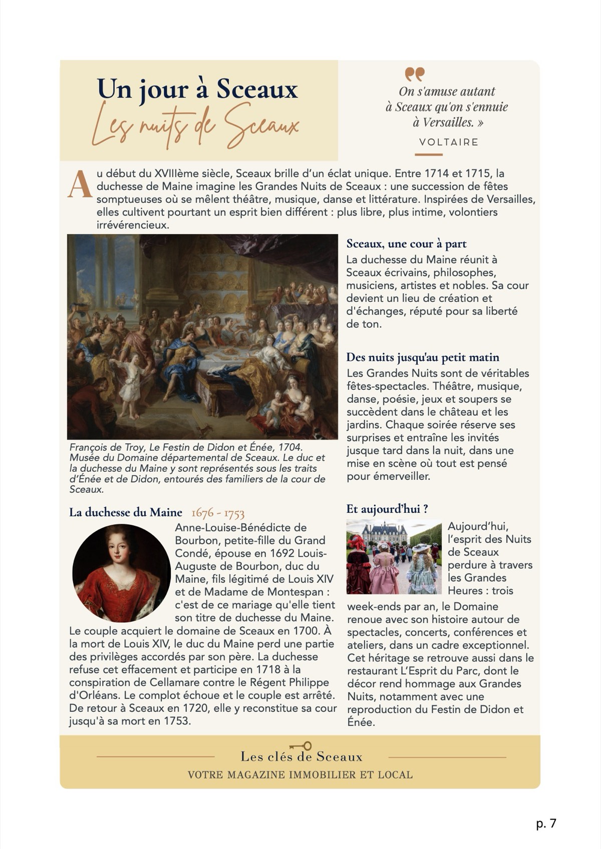 Page 7 : Un jour à Sceaux, les Grandes Nuits de la duchesse du Maine au château de Sceaux.